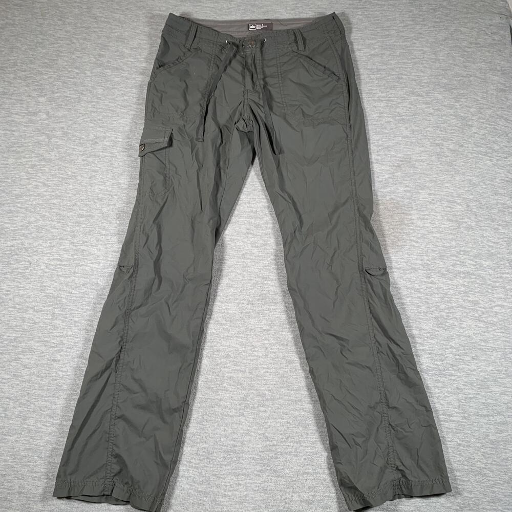 REI Pants Womens 4 Green Hiking Cargo Nylon Stretch Outdoor Trail Travel Pockets
